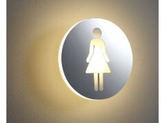 Semn de toaleta cu LED rotund pentru femei